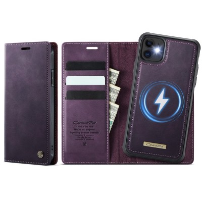 „CaseMe“ MagSafe Leather atverčiamas 2-in-1 dėklas - violetinis (iPhone 11)