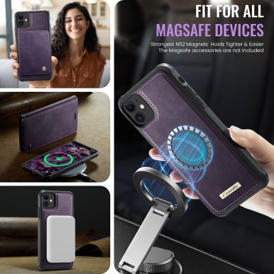 „CaseMe“ MagSafe Leather atverčiamas 2-in-1 dėklas - violetinis (iPhone 11)