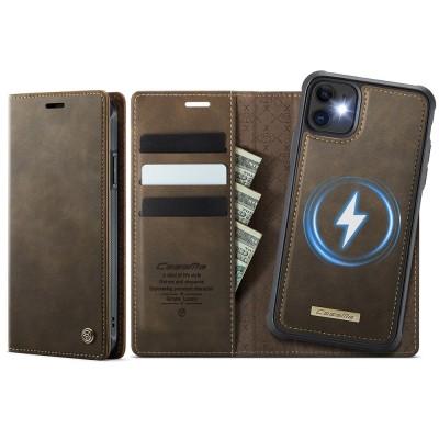 „CaseMe“ MagSafe Leather atverčiamas 2-in-1 dėklas - rudas (iPhone 11)