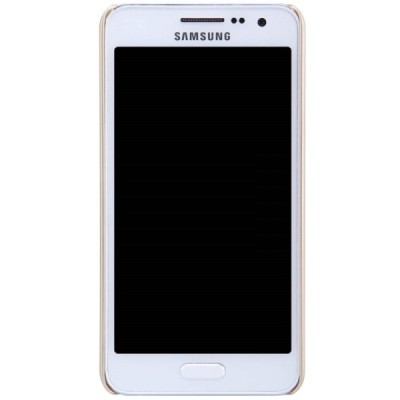 Samsung Galaxy A3 (A300) Nillkin Frosted Shield auksinis plastikinis dėklas + apsauginė ekrano plėvelė / Priedai.lt