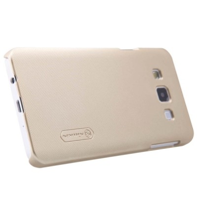 Samsung Galaxy A3 (A300) Nillkin Frosted Shield auksinis plastikinis dėklas + apsauginė ekrano plėvelė / Priedai.lt