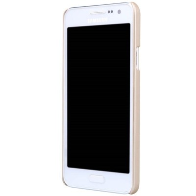 Samsung Galaxy A3 (A300) Nillkin Frosted Shield auksinis plastikinis dėklas + apsauginė ekrano plėvelė / Priedai.lt