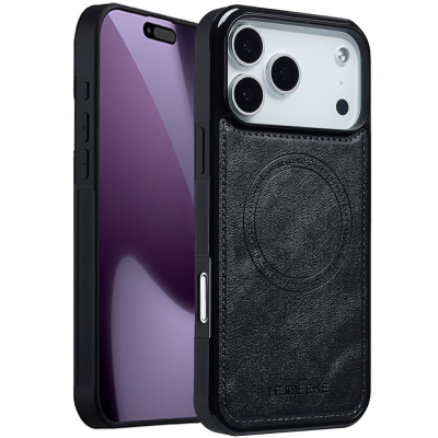 „LC.IMEEKE“ Leather MagSafe kieto silikono (TPU) dėklas - juodas (iPhone 17 Pro Max)