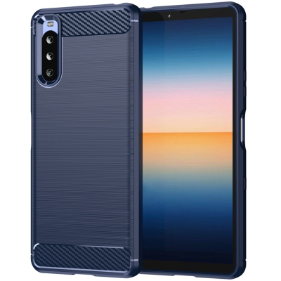 „Carbon“ kieto silikono (TPU) dėklas - mėlynas (Xperia 10 III)