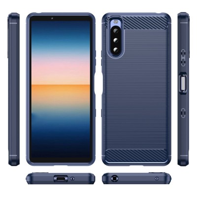 „Carbon“ kieto silikono (TPU) dėklas - mėlynas (Xperia 10 III)