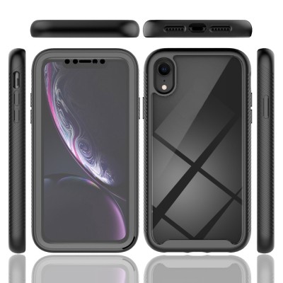 „Mofan“ skaidrus kieto silikono (TPU) pilnai dengiantis dėklas - juodas (iPhone XR)