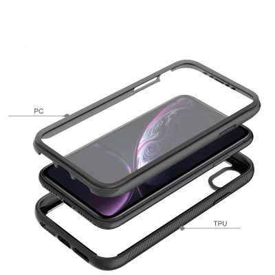 „Mofan“ skaidrus kieto silikono (TPU) pilnai dengiantis dėklas - juodas (iPhone XR)