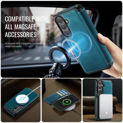 „CaseMe“ MagSafe Leather atverčiamas dėklas - žalias (Galaxy S26)