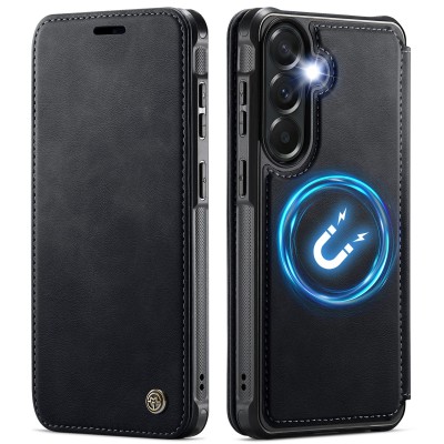 „CaseMe“ MagSafe Leather atverčiamas dėklas - juodas (Galaxy A17 / A26 / A16)