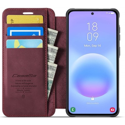 „CaseMe“ MagSafe Retro atverčiamas dėklas - bordo (Galaxy A17 / A26 / A16)