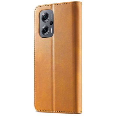 „LC.IMEEKE“ atverčiamas dėklas, knygutė - rudas (Redmi 10 5G / Poco M5 4G / M4 5G)