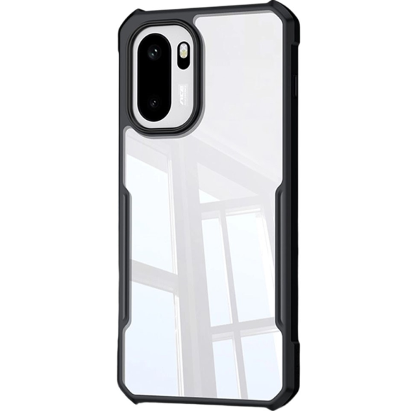 „XUNDD“ kieto silikono (TPU) akrilinis dėklas - skaidrus / juodas (OnePlus 15R / Ace 6T / Ace 6)