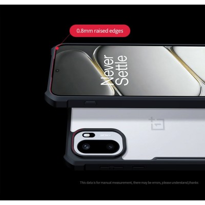 „XUNDD“ kieto silikono (TPU) akrilinis dėklas - skaidrus / juodas (OnePlus 15R / Ace 6T / Ace 6)