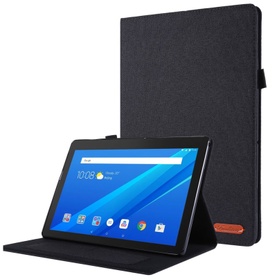 „Fashion“ atverčiamas tekstilinis dėklas - juodas (Lenovo Tab E10)