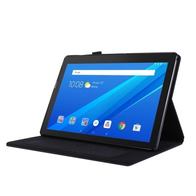 „Fashion“ atverčiamas tekstilinis dėklas - juodas (Lenovo Tab E10)
