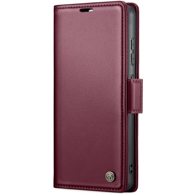 „CaseMe“ Leather atverčiamas dėklas - bordo (Galaxy S20 FE)