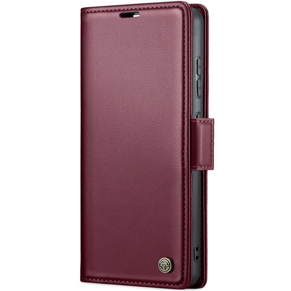 „CaseMe“ Leather atverčiamas dėklas - bordo (Galaxy S20 FE)