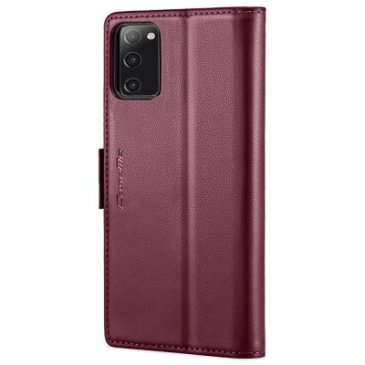 „CaseMe“ Leather atverčiamas dėklas - bordo (Galaxy S20 FE)