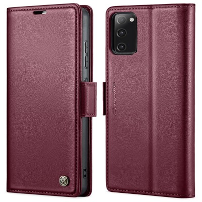 „CaseMe“ Leather atverčiamas dėklas - bordo (Galaxy S20 FE)