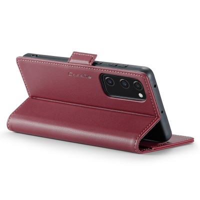 „CaseMe“ Leather atverčiamas dėklas - bordo (Galaxy S20 FE)