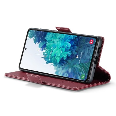„CaseMe“ Leather atverčiamas dėklas - bordo (Galaxy S20 FE)
