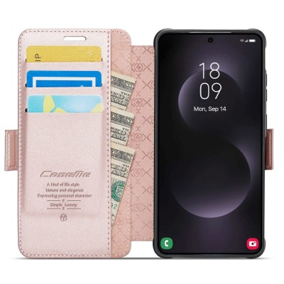 „CaseMe“ MagSafe Leather atverčiamas dėklas - rožinis (Galaxy S26 Ultra)