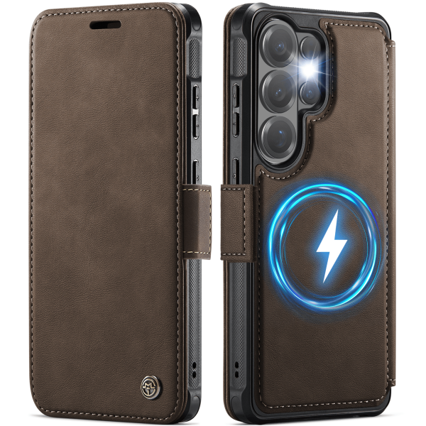 „CaseMe“ MagSafe Leather atverčiamas dėklas - rudas (Galaxy S26 Ultra)