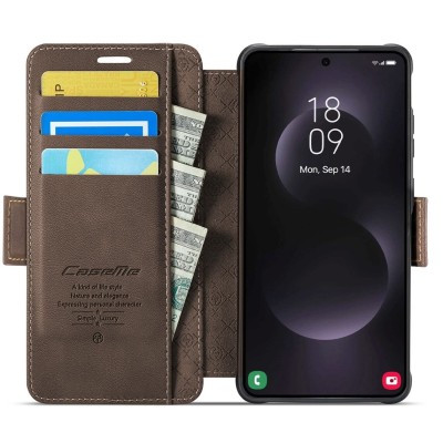 „CaseMe“ MagSafe Leather atverčiamas dėklas - rudas (Galaxy S26 Ultra)