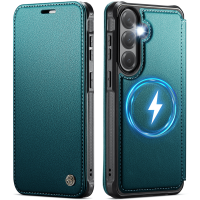 „CaseMe“ MagSafe Leather atverčiamas dėklas - žalias (Galaxy S26+)