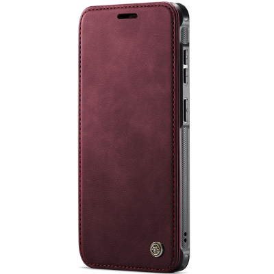 „CaseMe“ MagSafe Leather atverčiamas dėklas - bordo (Galaxy S26+)