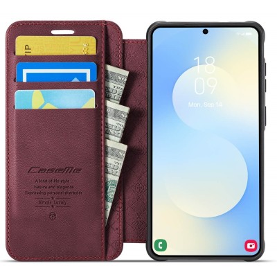 „CaseMe“ MagSafe Leather atverčiamas dėklas - bordo (Galaxy S26+)