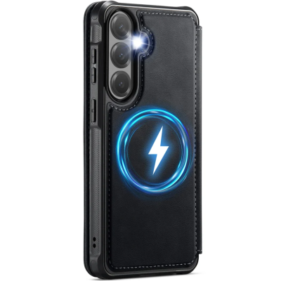 „CaseMe“ MagSafe Leather atverčiamas dėklas - juodas (Galaxy A57)