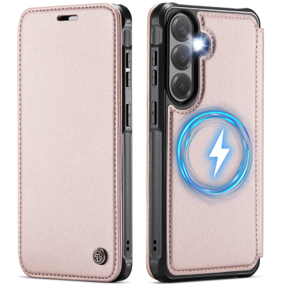 „CaseMe“ MagSafe Leather atverčiamas dėklas - rožinis (Galaxy A57)