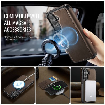 „CaseMe“ MagSafe Leather atverčiamas dėklas - rudas (Galaxy A57)