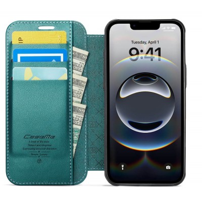 „CaseMe“ MagSafe Leather atverčiamas dėklas - žalias (iPhone 17e / 16e)