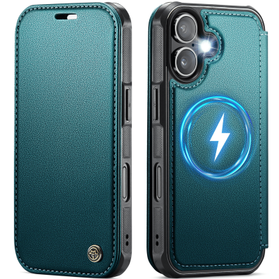 „CaseMe“ MagSafe Leather atverčiamas dėklas - žalias (iPhone 17)