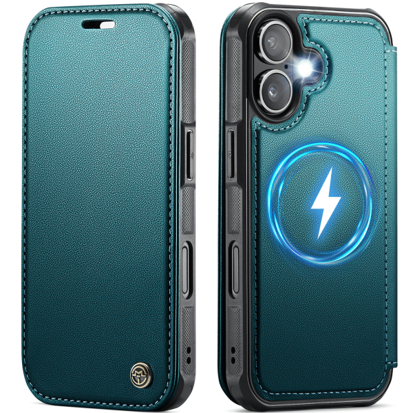 „CaseMe“ MagSafe Leather atverčiamas dėklas - žalias (iPhone 17)