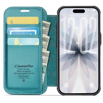 „CaseMe“ MagSafe Leather atverčiamas dėklas - žalias (iPhone 17)