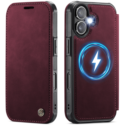 „CaseMe“ MagSafe Leather atverčiamas dėklas - bordo (iPhone 17)