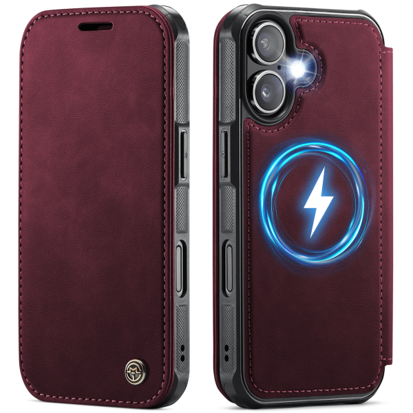 „CaseMe“ MagSafe Leather atverčiamas dėklas - bordo (iPhone 17)