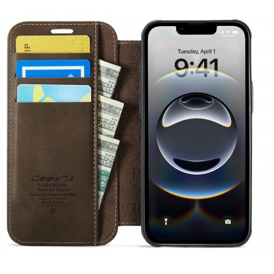 „CaseMe“ MagSafe Leather atverčiamas dėklas - rudas (iPhone 17)