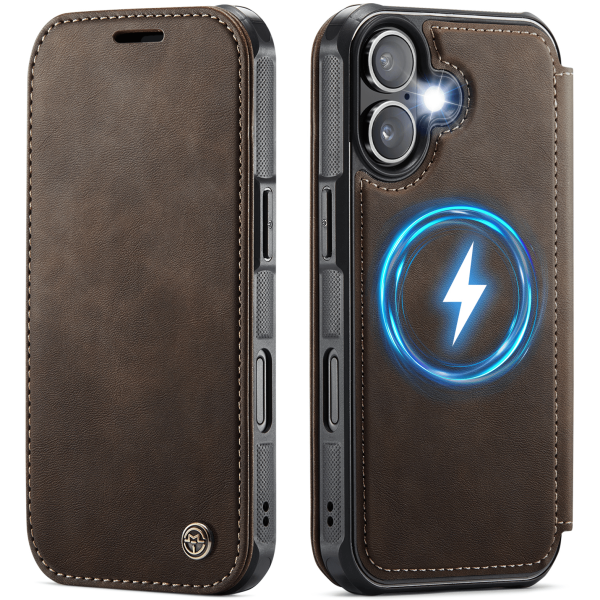„CaseMe“ MagSafe Leather atverčiamas dėklas - rudas (iPhone 17)