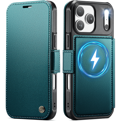 „CaseMe“ MagSafe Leather atverčiamas dėklas - žalias (iPhone 17 Pro)