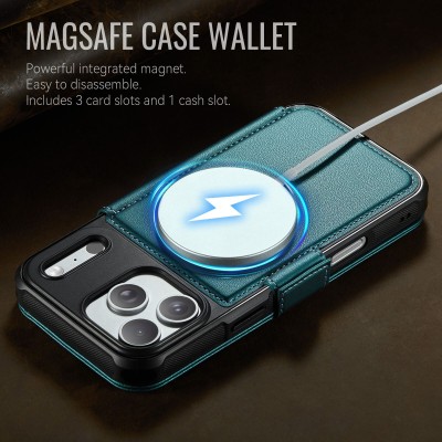 „CaseMe“ MagSafe Leather atverčiamas dėklas - žalias (iPhone 17 Pro)