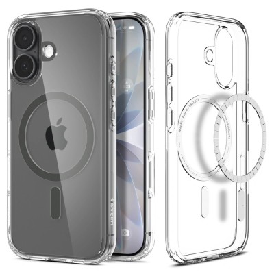 „Spigen“ Ultra MagSafe Apple iPhone 17 skaidrus pilkas kieto silikono dėklas - nugarėlė | Priedai.lt