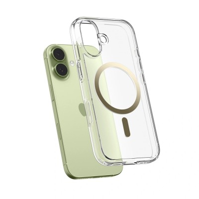 „Spigen“ Ultra MagSafe Apple iPhone 17 skaidrus auksinis kieto silikono dėklas - nugarėlė | Priedai.lt