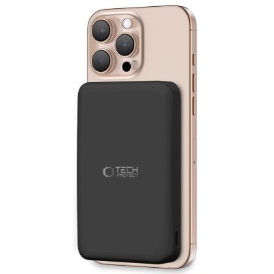 „Tech-Protect“ PB24 LIFEMAG Qi2 MAGSAFE išorinė baterija - juoda (10000 mAh, 15W) | Priedai.lt