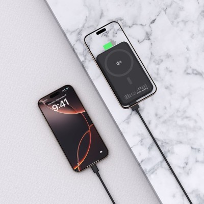 „Tech-Protect“ PB24 LIFEMAG Qi2 MAGSAFE išorinė baterija - juoda (10000 mAh, 15W) | Priedai.lt