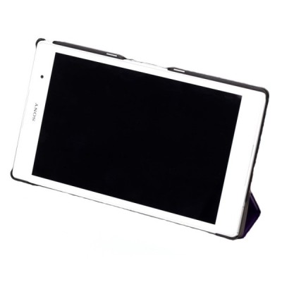 Sony Xperia Z3 Tablet Compact atverčiamas rudas odinis dėklas (sulankstomas) / Priedai.lt