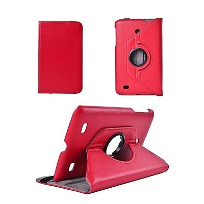 LG G Pad 8.0 V480 (LTE V490) atvēramais sarkans ādas maciņš, grozās 360° grādu apjomā / Vacins.lv